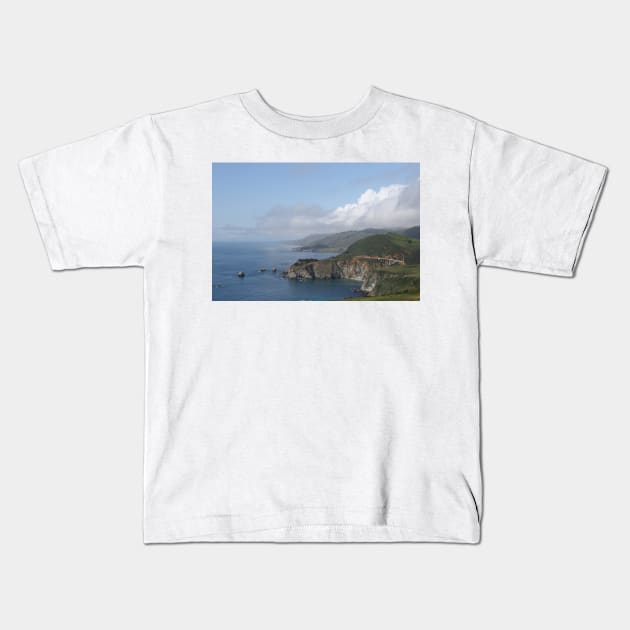 Clouds over Bixby Creek Bridge in Big Sur, California Kids T-Shirt by Christine aka stine1